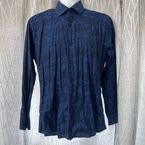 Dark Blue Jared Lang Printed Dress Shirt Men’s Med.